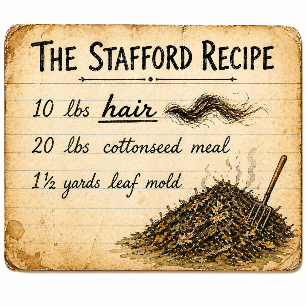 Stafford recipie for composting hair. 