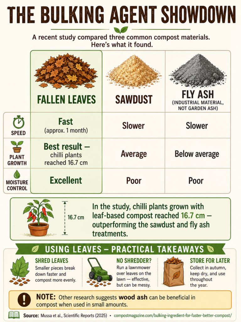 Composting bulking agents compared in an infographic. 