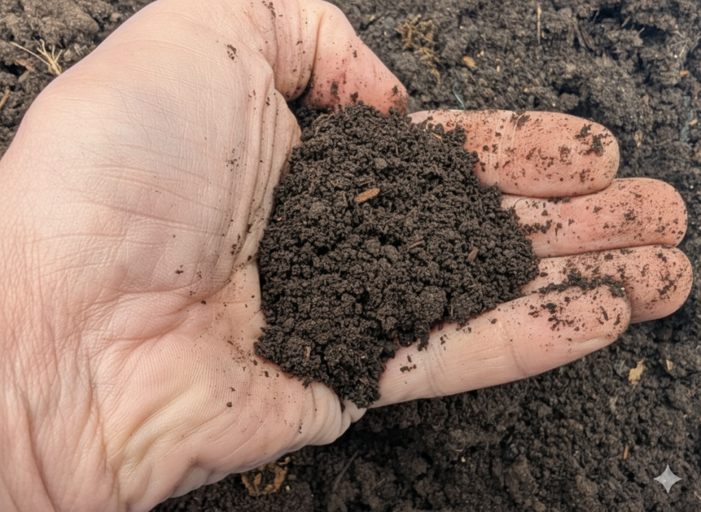 Compost in hand.