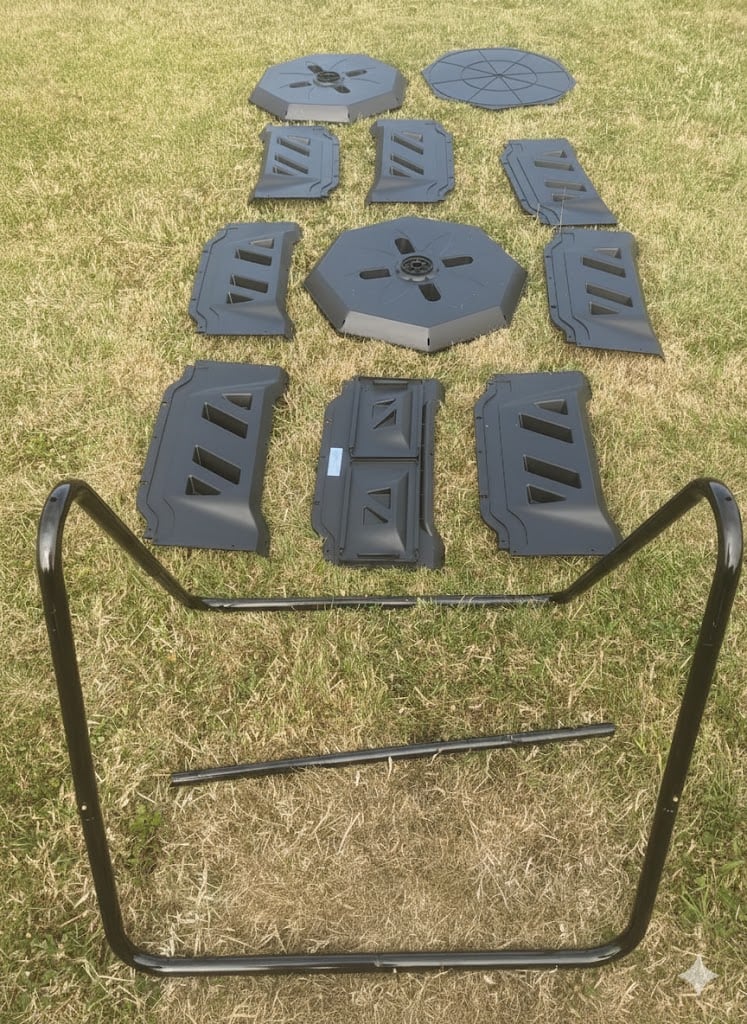 The Vivisun in pieces on my lawn before assembly. 