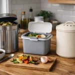 Header image featuring three kitchen compost bins.