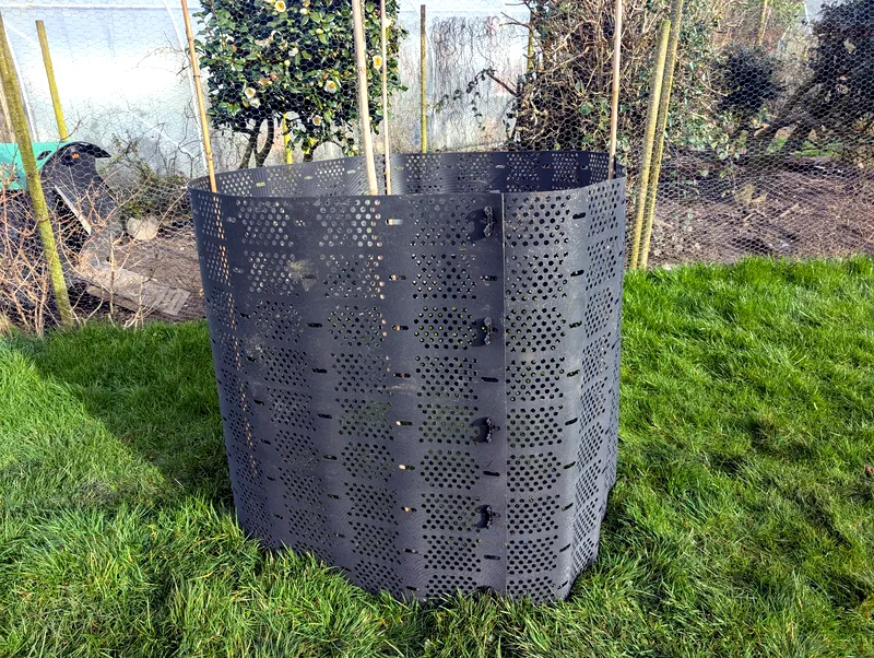 Geobin with bamboo stakes. 