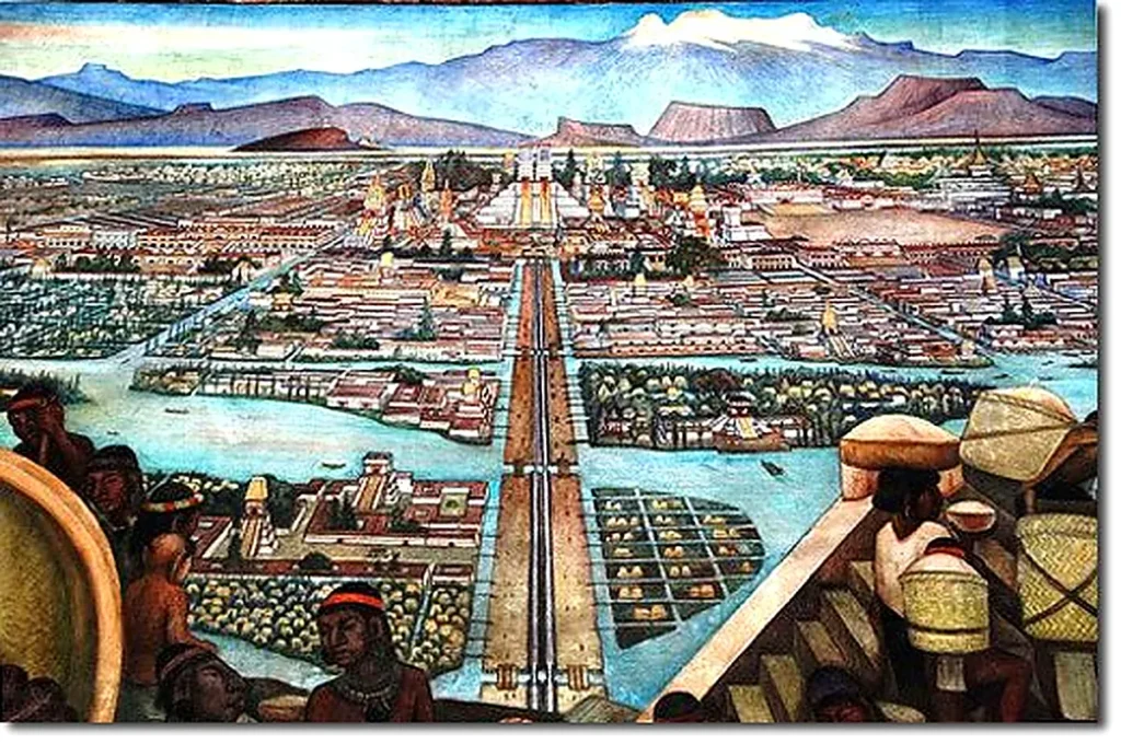 An old painting of Tenochtitlan.